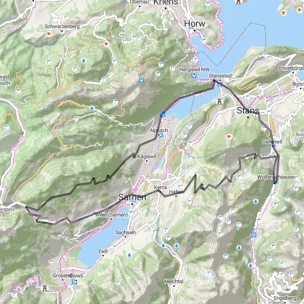 Miniatura mapy "Wyprawa rowerowa przez góry" - trasy rowerowej w Zentralschweiz, Switzerland. Wygenerowane przez planer tras rowerowych Tarmacs.app