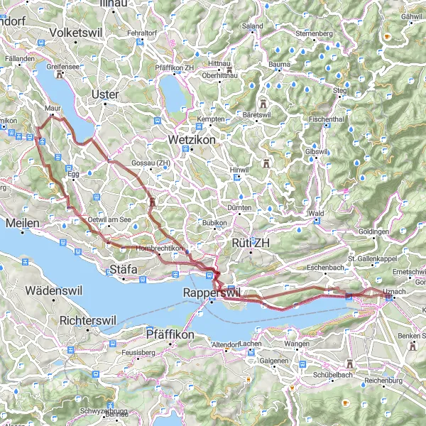 Miniatura della mappa di ispirazione al ciclismo "Percorso in bicicletta sterrato da Aesch a Paradies" nella regione di Zürich, Switzerland. Generata da Tarmacs.app, pianificatore di rotte ciclistiche
