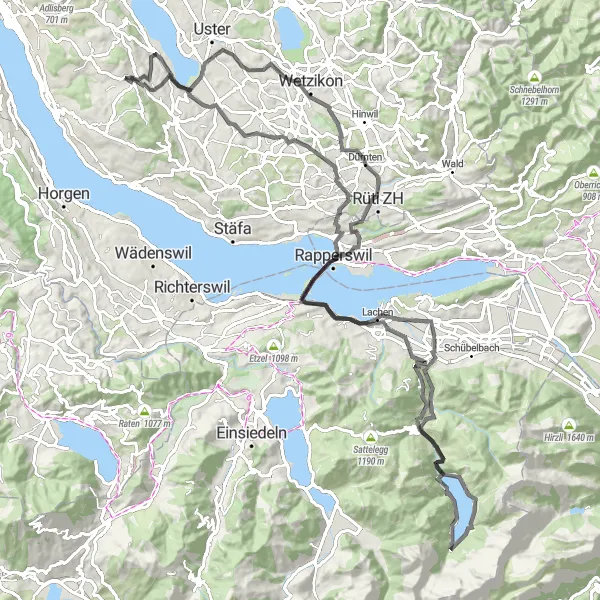Karten-Miniaturansicht der Radinspiration "Gerbel - Johannisberg Rundfahrt" in Zürich, Switzerland. Erstellt vom Tarmacs.app-Routenplaner für Radtouren