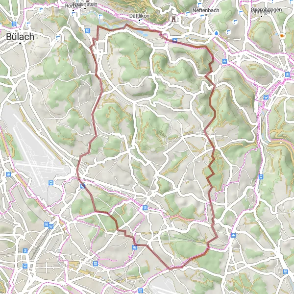 Miniatuurkaart van de fietsinspiratie "Korte grindtocht met prachtig uitzicht op Wangen" in Zürich, Switzerland. Gemaakt door de Tarmacs.app fietsrouteplanner