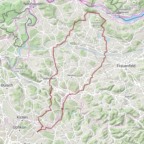 Map miniature of "Scenic Gravel Ride to Effretikon" cycling inspiration in Zürich, Switzerland. Generated by Tarmacs.app cycling route planner