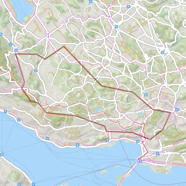 Miniature de la carte de l'inspiration cycliste "Tour autour de Grüningen et Hombrechtikon" dans la Zürich, Switzerland. Générée par le planificateur d'itinéraire cycliste Tarmacs.app