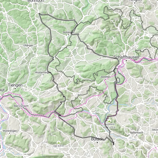 Miniaturní mapa "Náročná roadová trasa s malebnými výhledy" inspirace pro cyklisty v oblasti Zürich, Switzerland. Vytvořeno pomocí plánovače tras Tarmacs.app