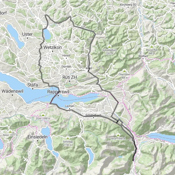 Miniaturekort af cykelinspirationen "Svejseruten fra Fehraltorf" i Zürich, Switzerland. Genereret af Tarmacs.app cykelruteplanlægger