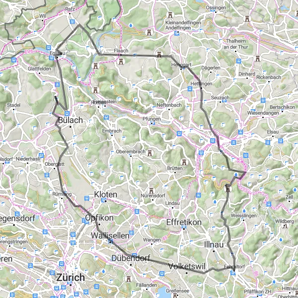 Kartminiatyr av "Roadtrip till Winterthur via Wallisellen och Eglisau" cykelinspiration i Zürich, Switzerland. Genererad av Tarmacs.app cykelruttplanerare