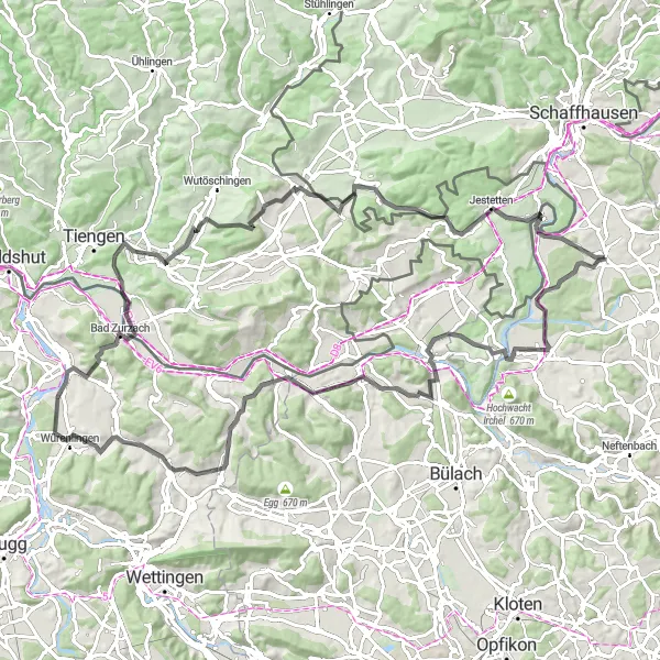 Kartminiatyr av "Utforsk Marthalen til Wutach-Lauffen på sykkel" sykkelinspirasjon i Zürich, Switzerland. Generert av Tarmacs.app sykkelrutoplanlegger