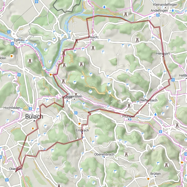 Miniatura della mappa di ispirazione al ciclismo "Sentiero in bicicletta tra le colline verdi e i vigneti" nella regione di Zürich, Switzerland. Generata da Tarmacs.app, pianificatore di rotte ciclistiche