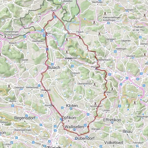 Miniaturekort af cykelinspirationen "Grusvej cykelrute gennem Ebersberg og Glattpark" i Zürich, Switzerland. Genereret af Tarmacs.app cykelruteplanlægger