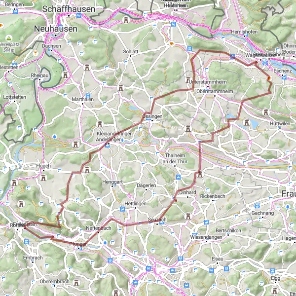 Miniatura mapy "Trasa rowerowa wokół Rorbas" - trasy rowerowej w Zürich, Switzerland. Wygenerowane przez planer tras rowerowych Tarmacs.app