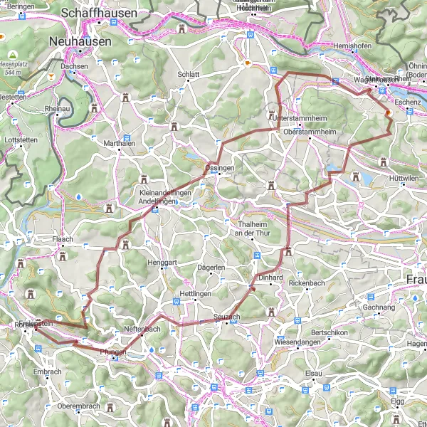 Map miniature of "Gravel Adventure" cycling inspiration in Zürich, Switzerland. Generated by Tarmacs.app cycling route planner