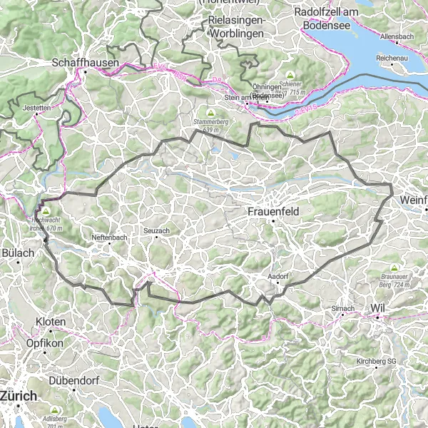 Map miniature of "Irchel Highlight Loop" cycling inspiration in Zürich, Switzerland. Generated by Tarmacs.app cycling route planner