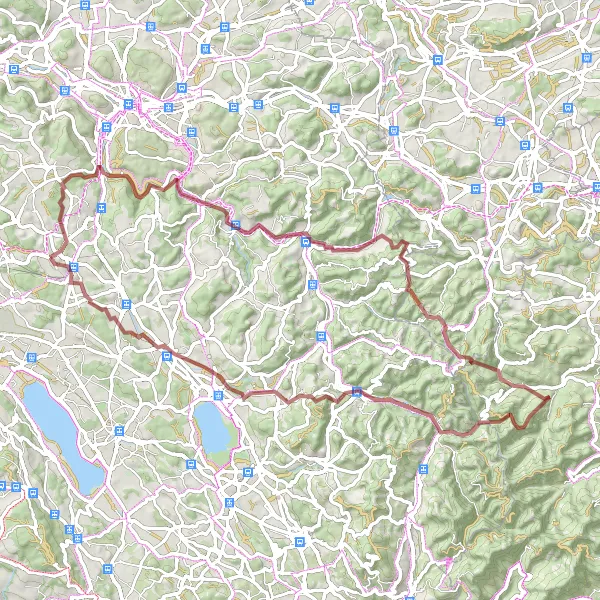 Miniaturní mapa "Trasa přes Loren a Landsberg" inspirace pro cyklisty v oblasti Zürich, Switzerland. Vytvořeno pomocí plánovače tras Tarmacs.app