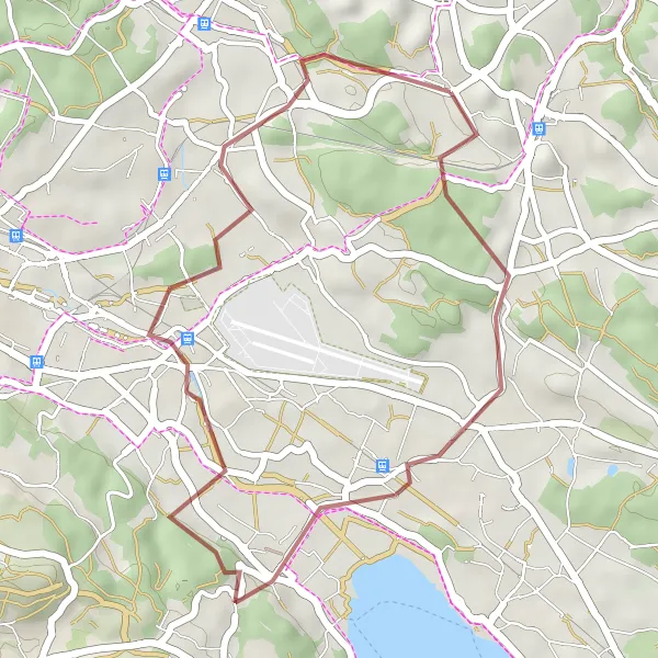 Zemljevid v pomanjšavi "Odkrivanje Brüttisellna in Fällandna" kolesarske inspiracije v Zürich, Switzerland. Generirano z načrtovalcem kolesarskih poti Tarmacs.app