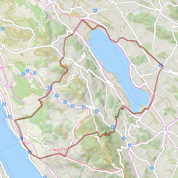 Kartminiatyr av "Riedikon til Greifensee via Erlenbach" sykkelinspirasjon i Zürich, Switzerland. Generert av Tarmacs.app sykkelrutoplanlegger