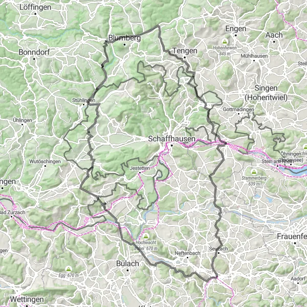 Map miniature of "The Scenic Veltheim Adventure" cycling inspiration in Zürich, Switzerland. Generated by Tarmacs.app cycling route planner