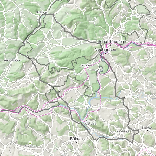 Miniature de la carte de l'inspiration cycliste "Circuit des Cascades de Töss" dans la Zürich, Switzerland. Générée par le planificateur d'itinéraire cycliste Tarmacs.app