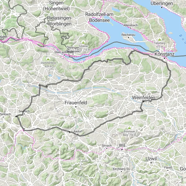 Miniatua del mapa de inspiración ciclista "Recorrido Panorámico Hasta Ohringen" en Zürich, Switzerland. Generado por Tarmacs.app planificador de rutas ciclistas