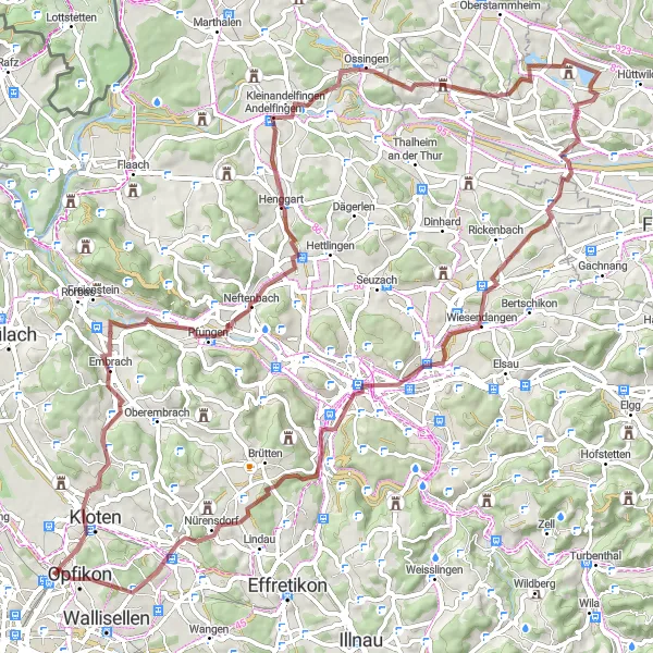 Zemljevid v pomanjšavi "Gorska avantura po Dachsbühl" kolesarske inspiracije v Zürich, Switzerland. Generirano z načrtovalcem kolesarskih poti Tarmacs.app