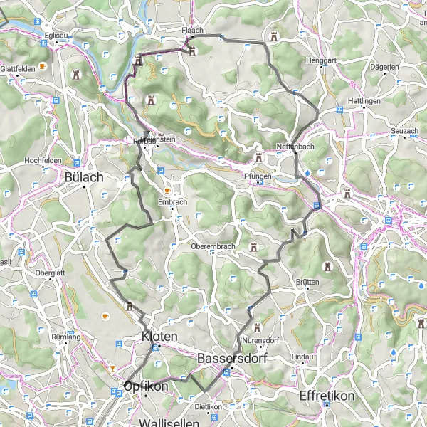 Miniatura della mappa di ispirazione al ciclismo "Giro in bici a Kreis 11 - Seebach" nella regione di Zürich, Switzerland. Generata da Tarmacs.app, pianificatore di rotte ciclistiche