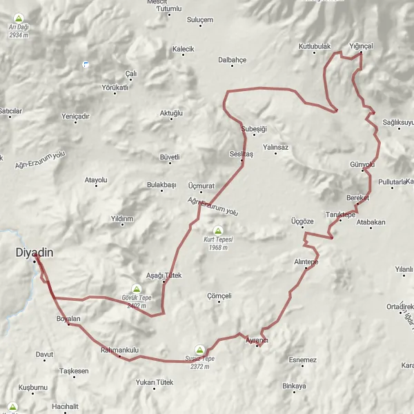 Map miniature of "Discover Ardahan" cycling inspiration in Ağrı, Kars, Iğdır, Ardahan, Turkey. Generated by Tarmacs.app cycling route planner