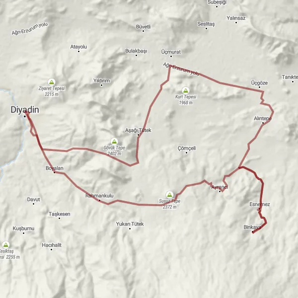 Map miniature of "Cycling Paradise" cycling inspiration in Ağrı, Kars, Iğdır, Ardahan, Turkey. Generated by Tarmacs.app cycling route planner