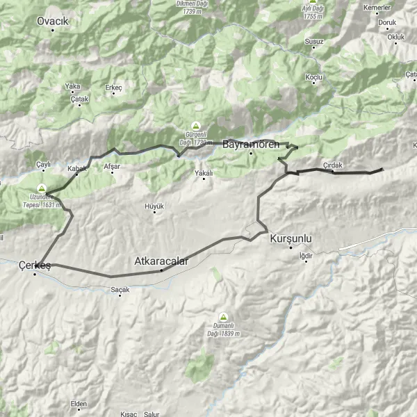Map miniature of "Kastamonu Adventure" cycling inspiration in Kastamonu, Çankırı, Sinop, Turkey. Generated by Tarmacs.app cycling route planner