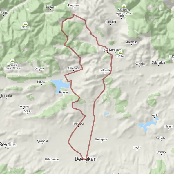 Map miniature of "Karayazıcılar Biking Paradise" cycling inspiration in Kastamonu, Çankırı, Sinop, Turkey. Generated by Tarmacs.app cycling route planner