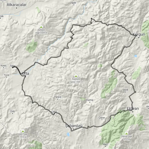 Map miniature of "Exploring Kastamonu" cycling inspiration in Kastamonu, Çankırı, Sinop, Turkey. Generated by Tarmacs.app cycling route planner