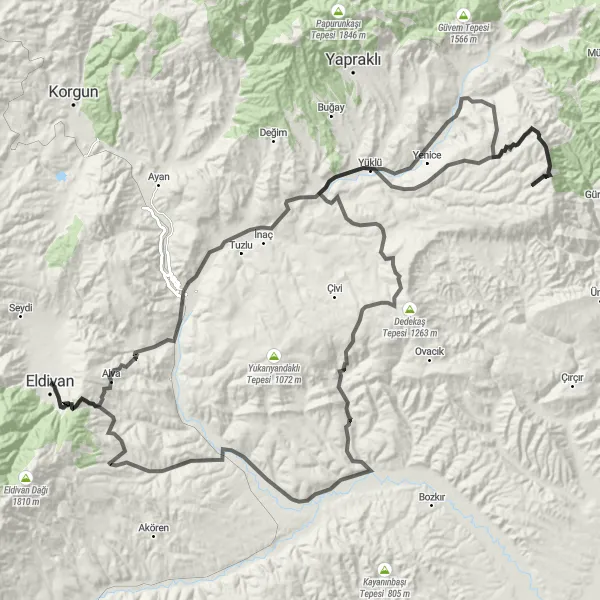 Map miniature of "Çankırı Loop" cycling inspiration in Kastamonu, Çankırı, Sinop, Turkey. Generated by Tarmacs.app cycling route planner