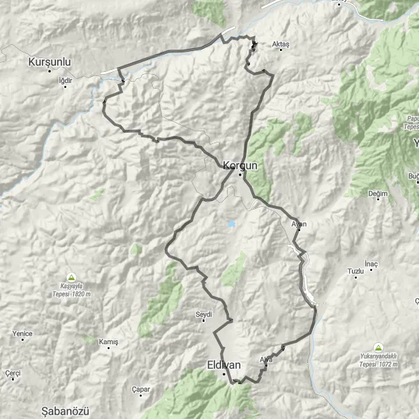 Map miniature of "Kastamonu Adventure" cycling inspiration in Kastamonu, Çankırı, Sinop, Turkey. Generated by Tarmacs.app cycling route planner