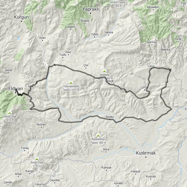 Map miniature of "Sinop Circuit Ride" cycling inspiration in Kastamonu, Çankırı, Sinop, Turkey. Generated by Tarmacs.app cycling route planner