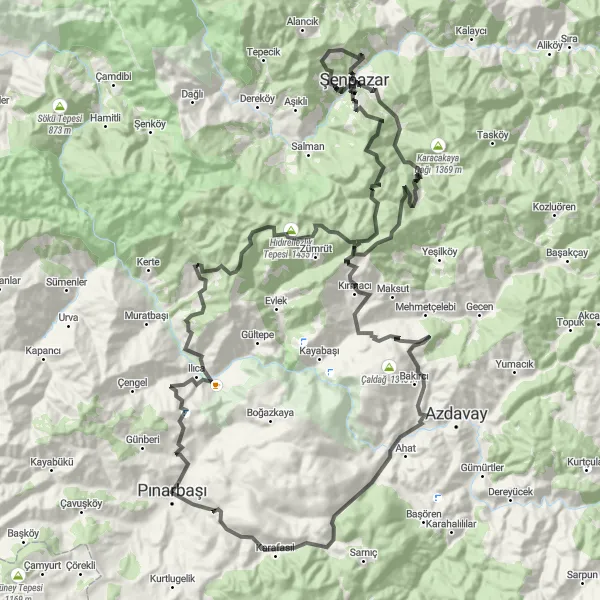 Map miniature of "Scenic Road Cycling in Sinop" cycling inspiration in Kastamonu, Çankırı, Sinop, Turkey. Generated by Tarmacs.app cycling route planner