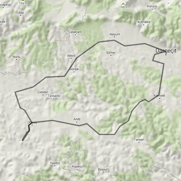 Map miniature of "Gateway to Dargeçit" cycling inspiration in Mardin, Batman, Şırnak, Siirt, Turkey. Generated by Tarmacs.app cycling route planner