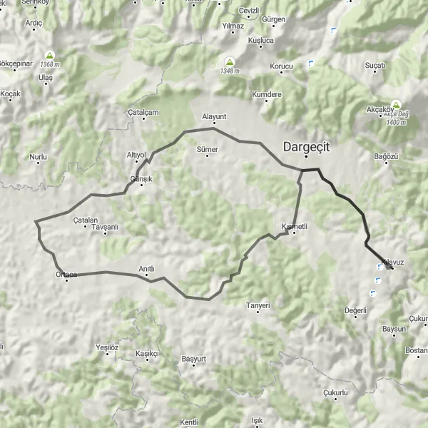 Map miniature of "Mardin Exploration" cycling inspiration in Mardin, Batman, Şırnak, Siirt, Turkey. Generated by Tarmacs.app cycling route planner