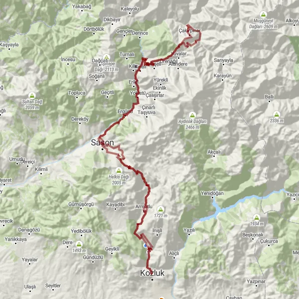 Map miniature of "Exploring Siirt by Gravel" cycling inspiration in Mardin, Batman, Şırnak, Siirt, Turkey. Generated by Tarmacs.app cycling route planner