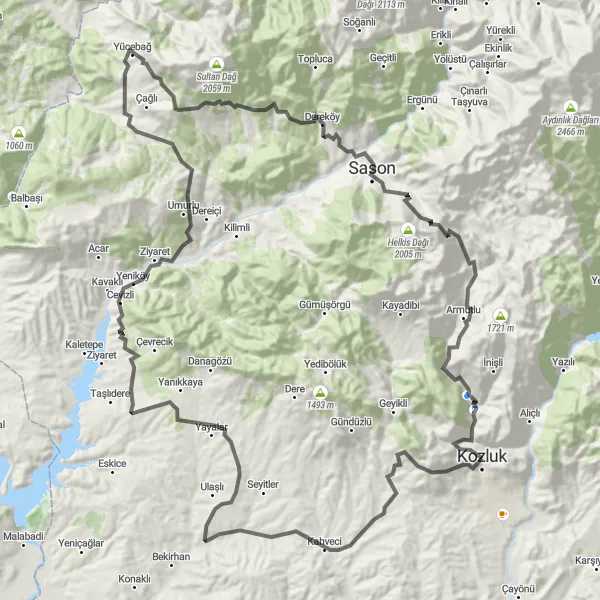 Map miniature of "Siirt and Şırnak Road Adventure" cycling inspiration in Mardin, Batman, Şırnak, Siirt, Turkey. Generated by Tarmacs.app cycling route planner