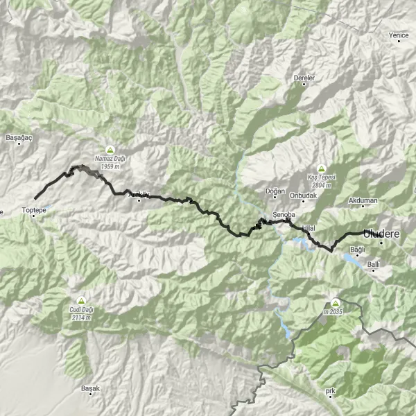 Map miniature of "Stunning Landscapes and Challenging Terrain" cycling inspiration in Mardin, Batman, Şırnak, Siirt, Turkey. Generated by Tarmacs.app cycling route planner