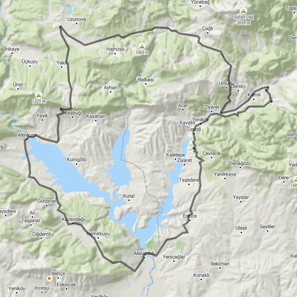 Map miniature of "Altınkum Challenge" cycling inspiration in Şanlıurfa, Diyarbakır, Turkey. Generated by Tarmacs.app cycling route planner