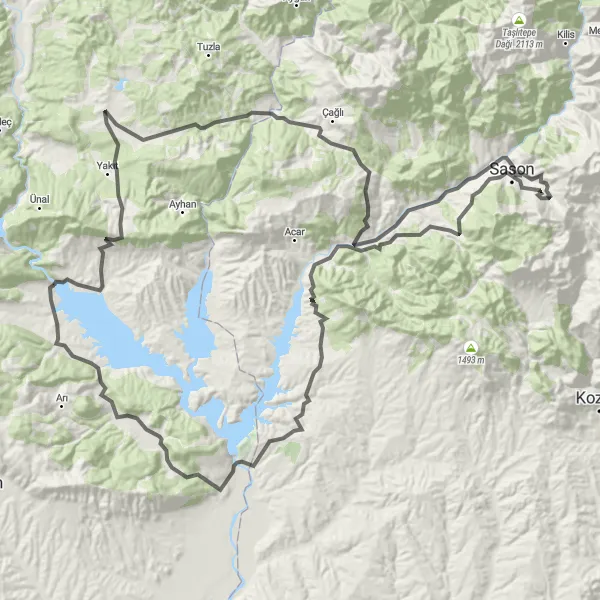 Map miniature of "Altınkum Adventure" cycling inspiration in Şanlıurfa, Diyarbakır, Turkey. Generated by Tarmacs.app cycling route planner