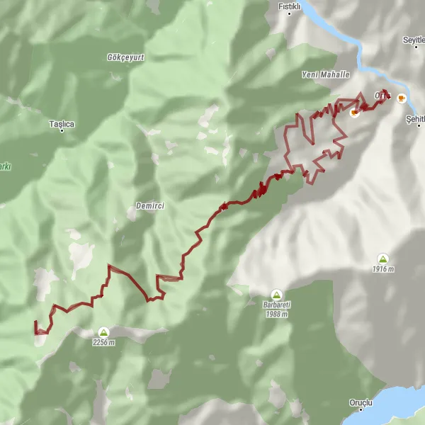 Map miniature of "Exploring Artvin's Gravel Roads" cycling inspiration in Trabzon, Ordu, Giresun, Rize, Artvin, Gümüşhane, Turkey. Generated by Tarmacs.app cycling route planner