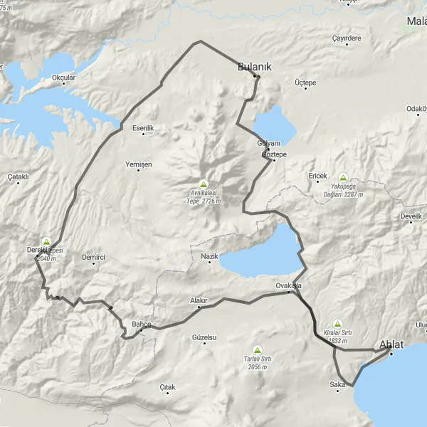 Map miniature of "Erentepe Adventure" cycling inspiration in Van, Muş, Bitlis, Hakkari, Turkey. Generated by Tarmacs.app cycling route planner