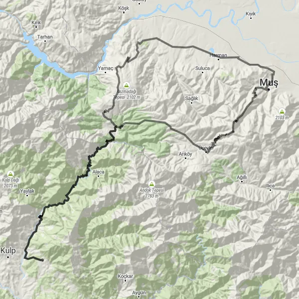 Map miniature of "Muş Kale Epic Expedition" cycling inspiration in Van, Muş, Bitlis, Hakkari, Turkey. Generated by Tarmacs.app cycling route planner