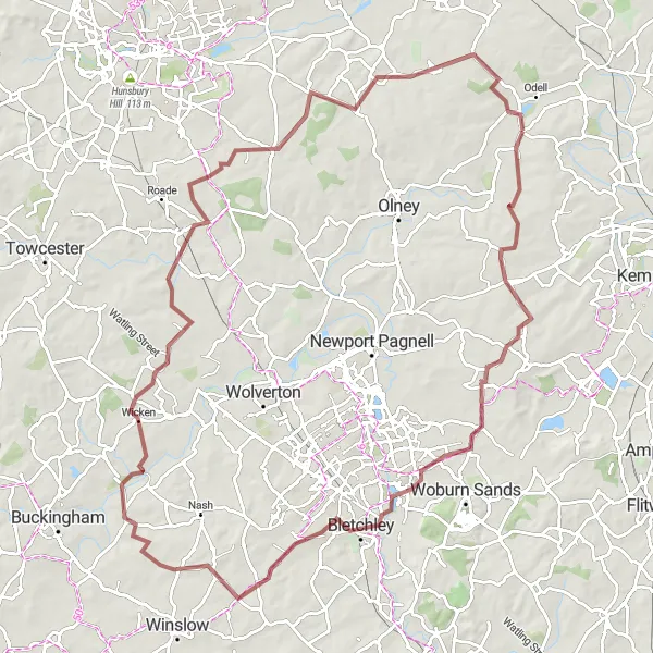 Map miniature of "Scenic Gravel Roads and Countryside Charm" cycling inspiration in Bedfordshire and Hertfordshire, United Kingdom. Generated by Tarmacs.app cycling route planner