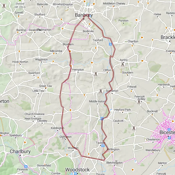 Map miniature of "The Gravel Discovery" cycling inspiration in Berkshire, Buckinghamshire and Oxfordshire, United Kingdom. Generated by Tarmacs.app cycling route planner