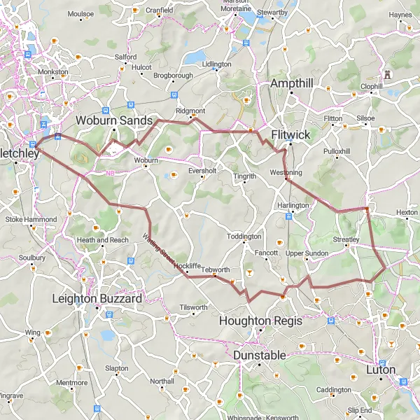 Map miniature of "The Gravel Adventure Loop" cycling inspiration in Berkshire, Buckinghamshire and Oxfordshire, United Kingdom. Generated by Tarmacs.app cycling route planner