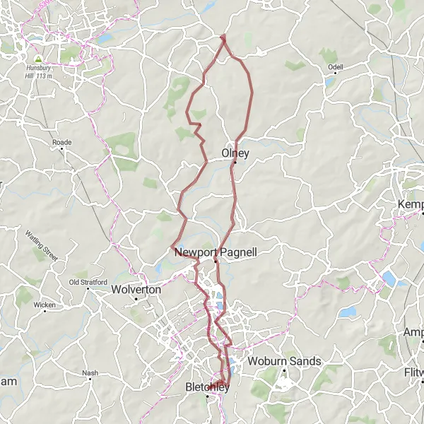 Map miniature of "The Gravel Explorer" cycling inspiration in Berkshire, Buckinghamshire and Oxfordshire, United Kingdom. Generated by Tarmacs.app cycling route planner