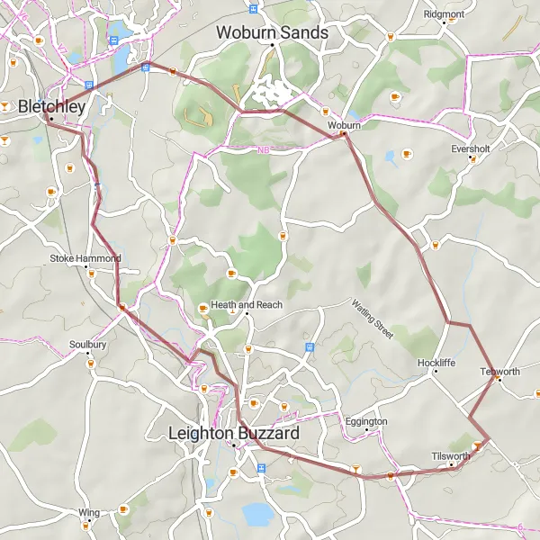 Map miniature of "The Scenic Gravel Route" cycling inspiration in Berkshire, Buckinghamshire and Oxfordshire, United Kingdom. Generated by Tarmacs.app cycling route planner