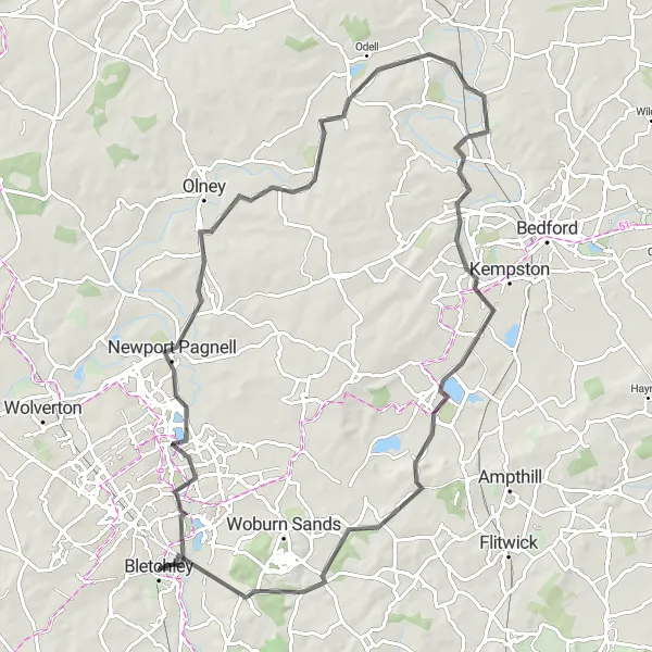 Map miniature of "Road Route: Lathbury Loop" cycling inspiration in Berkshire, Buckinghamshire and Oxfordshire, United Kingdom. Generated by Tarmacs.app cycling route planner