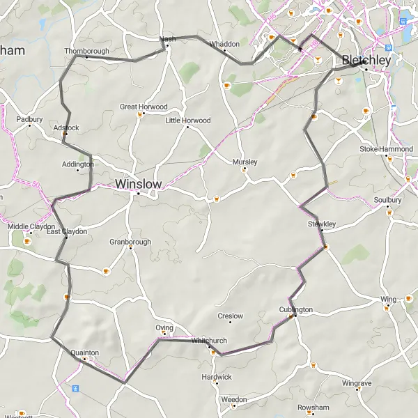 Map miniature of "The Road Cyclist's Delight" cycling inspiration in Berkshire, Buckinghamshire and Oxfordshire, United Kingdom. Generated by Tarmacs.app cycling route planner