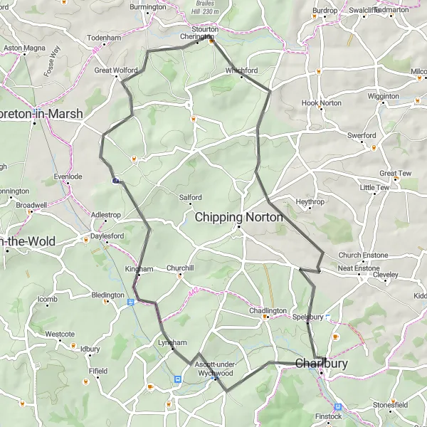 Map miniature of "Countryside Escape" cycling inspiration in Berkshire, Buckinghamshire and Oxfordshire, United Kingdom. Generated by Tarmacs.app cycling route planner